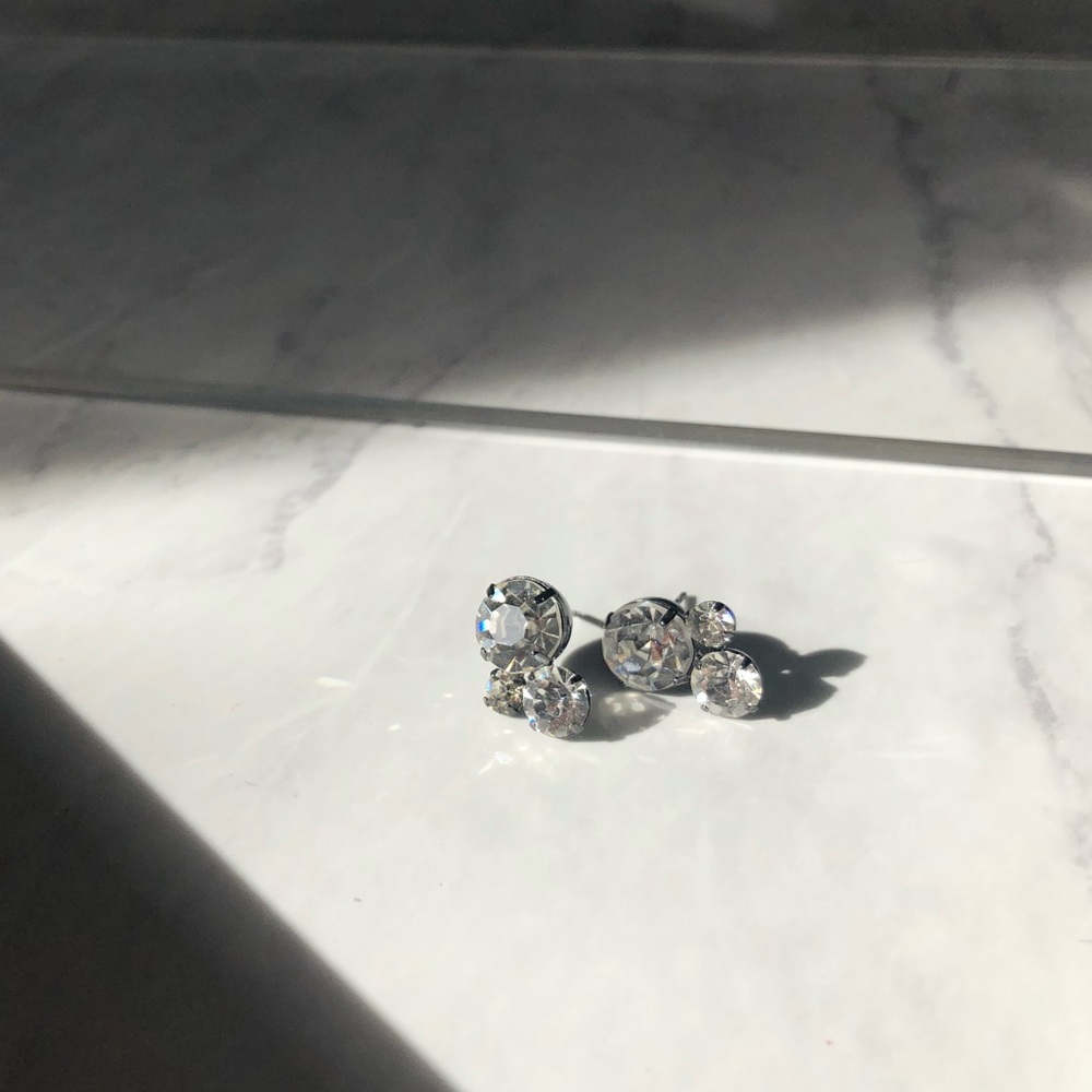 Vintage Diamond Rhinestone Cluster Earrings